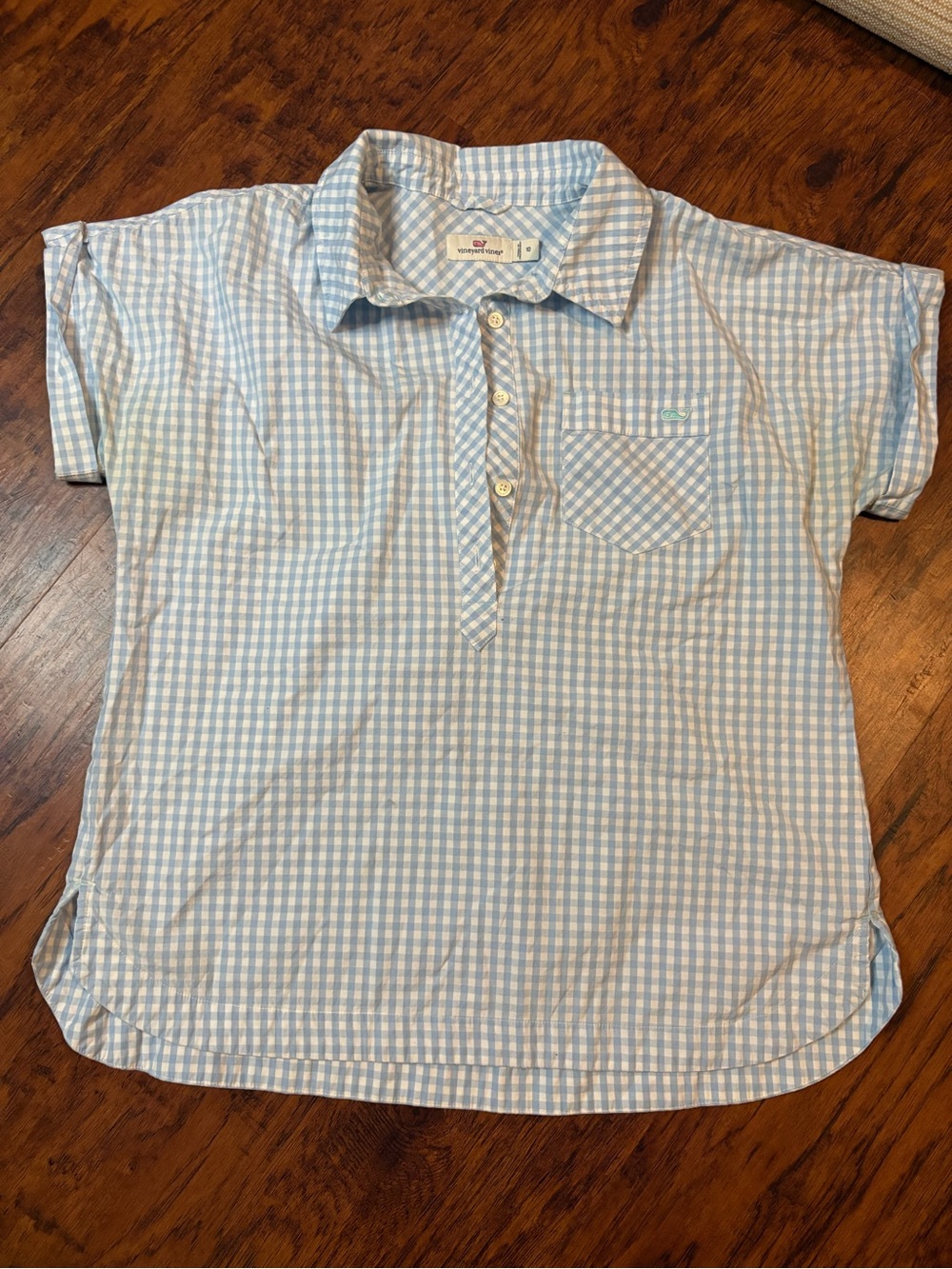 Vineyard Vines Light Blue Gingham Pullover Shirt